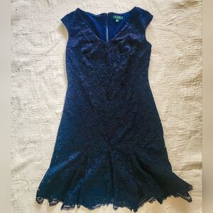 Ralph Lauren Midnight Blue Lace Midi Dress